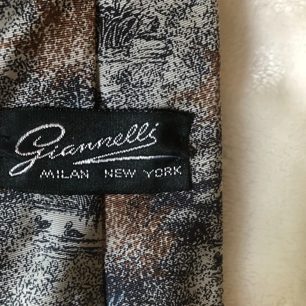 Giennetti Men's Scenic Print Tie in Blue and Brown